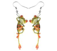 NEWEI Süß Acryl Frosch Ohrringe Hängend Tropfen Für Damen Mädchen Kinder Tier Ornamente Schmuck Deko Charme Geschenk (Limette)