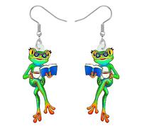 NEWEI Süß Acryl Frosch Ohrringe Hängend Tropfen Für Damen Mädchen Kinder Tier Ornamente Schmuck Deko Charme Geschenk (Book)