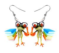 NEWEI Süß Acryl Frosch Ohrringe Hängend Tropfen Für Damen Mädchen Kinder Tier Ornamente Schmuck Deko Charme Geschenk (Blau)
