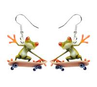 NEWEI Süß Acryl Frosch Ohrringe Hängend Tropfen Für Damen Mädchen Kinder Tier Ornamente Schmuck Deko Charme Geschenk (Mehrfarbig)