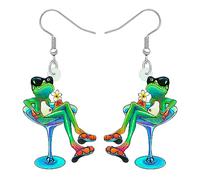 NEWEI Süß Acryl Frosch Ohrringe Hängend Tropfen Für Damen Mädchen Kinder Tier Ornamente Schmuck Deko Charme Geschenk (Hawaii B)
