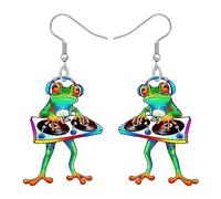 NEWEI Süß Acryl Frosch Ohrringe Hängend Tropfen Für Damen Mädchen Kinder Tier Ornamente Schmuck Deko Charme Geschenk (Music B)