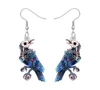 NEWEI Süß Acryl Halloween Schwarzer Totenkopf Krähe Ohrringe Baumeln Vogel Eule Skelett Schmuck Für Frauen Mädchen Festival Charms Geschenke Charme (Marinekrähe)