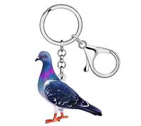 NEWEI Süß Acryl Taube Schlüsselanhänger Ringe Vogel Anhänger Für Frauen Mädchen Kinder Tasche Geldbörse Charms Auto Geschenke (Taube D)