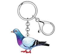 NEWEI Süß Acryl Taube Schlüsselanhänger Ringe Vogel Anhänger Für Frauen Mädchen Kinder Tasche Geldbörse Charms Auto Geschenke (Taube C)