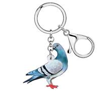 NEWEI Süß Acryl Taube Schlüsselanhänger Ringe Vogel Anhänger Für Frauen Mädchen Kinder Tasche Geldbörse Charms Auto Geschenke (Taube F)