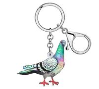 NEWEI Süß Acryl Taube Schlüsselanhänger Ringe Vogel Anhänger Für Frauen Mädchen Kinder Tasche Geldbörse Charms Auto Geschenke (Taube A)