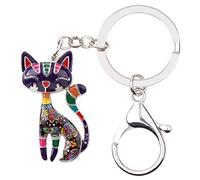 NEWEI Süß Emaille Katze Schlüsselanhänger Anhänger Katzen Dekor für Damen Mädchen Kinder Geldbörse Tasche Charms