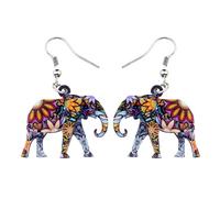 NEWEI Süß Tropfen Acryl Dschungel Elefanten Ohrringe Hängend für Frauen Mädchen Mode Tier Schmuck Geschenk (Floral)