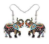 NEWEI Süß Tropfen Acryl Dschungel Elefanten Ohrringe Hängend für Frauen Mädchen Mode Tier Schmuck Geschenk (Ebenholz)