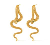 NewHuajiava 18 Karat vergoldeter Edelstahl-Schlangen-Anhänger, Ohrringe, 3D-Schlangenanhänger, Modeschmuck, geeignet für Männer und Frauen mit geringen Allergien und geringem Gewicht