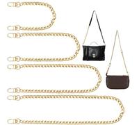 NEWJEK 4 Stück Taschenkette, Kette für Tasche, Taschen Kette Gold mit Schnallen 40cm, 60cm, 100cm, 120cm, Flacher Kettenriemen, für Handtasche, Crossbody, Umhängetasche, Geldbörse (Gold)