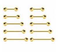 NewkeepsR 5 Paar 2,5mm Stahl mit Außengewinde vergoldet Zungenring Nippel Langhantel Bar Body Piercing 8mm 10mm 12mm 14mm 16mm