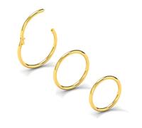 NewkeepsR Stahl 3 Stck-1.0mm Gold Eloxierte Klappbare Clicker-Nasenreifenringe, 316L Nahtlose Segment Sleeper Ohrringe Piercing-8/9/10mm