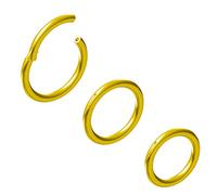 NewkeepsR Stahl 3 Stck-1,2mm Gold Eloxierte Klappbare Clicker-Nasenreifenringe, 316L Stahl Nahtlose Segments Chläferohrringe Piercing-8/9/10mm