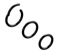 NewkeepsR Stahl 3 Stck-1.2mm Schwarz Eloxierte Klappbarem Clicker-Nasenreifenringe, 316L Nahtlose Segmentschläferohrringe Piercing-5/6/7mm