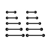 NewkeepsR Stahl 5 Paar 1,2mm Chirurgenstahl Außengewinde schwarz plattiert Zungenring Nippel Langhantel Bar Body Piercing 8mm 10mm 12mm 14mm 16mm