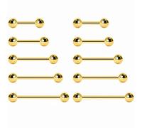 NewkeepsR Stahl 5 Paar 1,2mm Chirurgenstahl Außengewinde vergoldet Zungenring Nippel Langhantel Bar Body Piercing 8mm 10mm 12mm 14mm 16mm