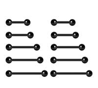 NewkeepsR Stahl 5 Paar 2,0mm Chirurgenstahl Außengewinde schwarz plattiert Zungenring Nippel Langhantel Bar Body Piercing 8mm 10mm 12mm 14mm 16mm