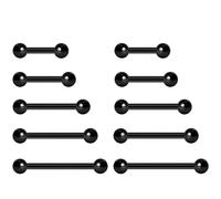 NewkeepsR Stahl 5 Paar 2,5mm Chirurgenstahl Außengewinde schwarz plattiert Zungenring Nippel Langhantel Bar Body Piercing 8mm 10mm 12mm 14mm 16mm