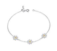 NewL Gänseblümchen-Gliederarmband für Damen, echtes 925er-Sterlingsilber, frisches schönes Geschenk, antiallergisches Geschenk, feiner Schmuck, Sterling-Silber, Blauer_Zirkonia
