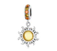NewL Opal-Sonnen-Charm, 925er-Sterlingsilber, heller Sonnenanhänger, passend für Damen-Armband und Armreif, schillernde Steine, Sonnenperlenschmuck, Sterling-Silber