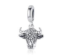 NewL Vintage Bull-Anhänger aus 925er Sterlingsilber, mit Gravur Tauren für Armbänder oder Halsketten