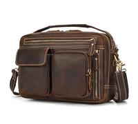 newsbirds Herren Echtleder Umhängetasche Retro Messenger Casual Business Handtasche Umhängetaschen | Aktentasche aus echtem Büffelleder, 9507 Braun