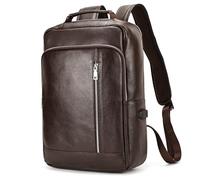 newsbirds Leder Rucksack Kurierrucksack für Herren Damen Laptoprucksack 14 Zoll aus Rindsleder Fahrradrucksack Schulrucksack für Uni Arbeit - 8028 braun