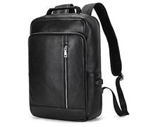 newsbirds Leder Rucksack Schulrucksack Reiserucksack Handgepäck Laptop Rucksack 15,6 Zoll Laptoprucksack Backpack Tagesrucksack Casual Backpack Daypack Geschenk für Damen Herren, 8028 Schwarz