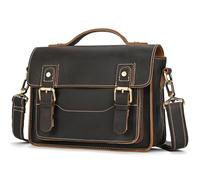newsbirds Leder Umhängetasche Herren Echtleder Kleine Laptoptasche bis 9,7 Zoll Messenger Bag mit Schultergurt Schultertasche Arbeitstasche Tragetasche Handtasche, 9505 dunkelbraun