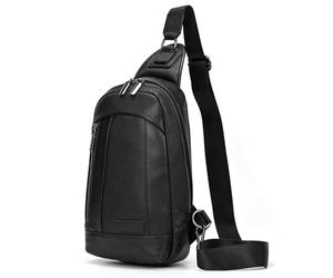 newsbirds Sling Bag Leder Schultertasche Brusttasche Umhängetasche Herren Bauchtasche Tasche Rucksack Daypacks Wasserresistent, 9341 Schwarz