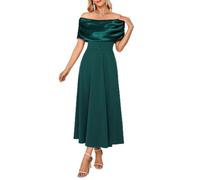 Newshows Abendkleider Damen Cocktailkleid A Linien Partykleid Grün,L | Elegante Kleider Schulterfreies Lang Hochzeitsgäste Kleid