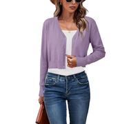 Newshows Damen Strickjacke Sommer Kurz Leichte Kurze Strickjacken V Ausschnitt Strick Bolero Shrug Misty Purple,XL