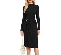 Newshows Strickkleid Damen Winter Herbst Langarm Herbstkleid Winterkleid Elegant Rollkragen Hochzeit Kleid Schwarz,XL