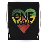 Newtee One Love Music Rasta Reggae Heart Peace Roots Schwarze Turnbeutel-Baumwollwiederverwendbare Kordelzug-Sporttasche