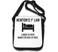Newton's 1st Law A Body at Rest Wants To Stay at Rest Sleeping Funny Shoulder Bag White