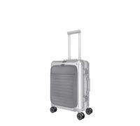 Travelite Next Aluminium-Trolley S+ mit Vortasche, 4 Rollen Silber