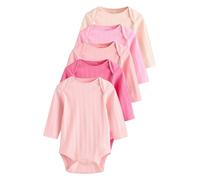 NEXT Baby Mädchen Gerippte Kurzarm-Bodys aus 100% Baumwolle, 5er-Pack Bright Pink numeric_68-numeric_74