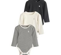 NEXT Baby Mädchen Gerippte Langarm-Bodys aus 100% Baumwolle, 3er-Pack Schwarz/Weiß 56