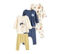 NEXT Baby Mädchen Standard 6-teiliges Set mit Langarmshirt und Leggings Ecru 68-74