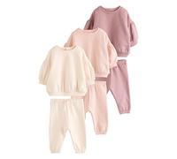 NEXT Baby Mädchen Standard 6er-Set Sweatshirt und Jogginghosen Cream/Pink 74-80