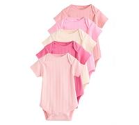 NEXT Baby Mädchen Standard Gerippte Kurzarm-Bodys 100% Baumwolle, 5 Stk. Bright Pink numeric_56-numeric_62