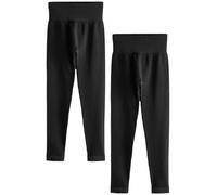 NEXT Damen Gerippte Hochbund-Leggings im 2er-Pack Schwarz M