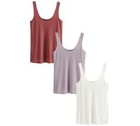 NEXT Damen Gerippte Trägertops, 3er-Pack Rust/Cream/Mauve Purple 44