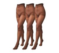 NEXT Damen Glänzende Strumpfhosen im Dreierpack, Transparent Coffee L