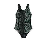 NEXT Damen Perioden-Badeanzug mit hohem Ausschnitt Green/Black Leopard Print 38