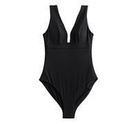NEXT Damen Standard Bauchformender Badeanzug mit tiefem Ausschnitt Schwarz 48