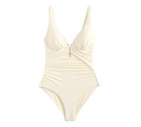 NEXT Damen Utrim bauchformender Badeanzug mit tiefem Ausschnitt Ecru Cream 44