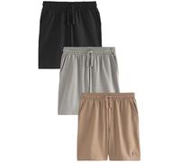 NEXT Herren Leichte Shorts, 3er-Pack Schwarz/Grau/Braun L